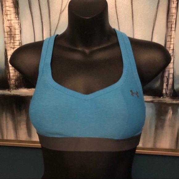 🎉4 for $20 🎉 Under Armour Blue & Grey Mid ImpactGet Set Go Sports Bra Size 34A - Picture 4 of 7
